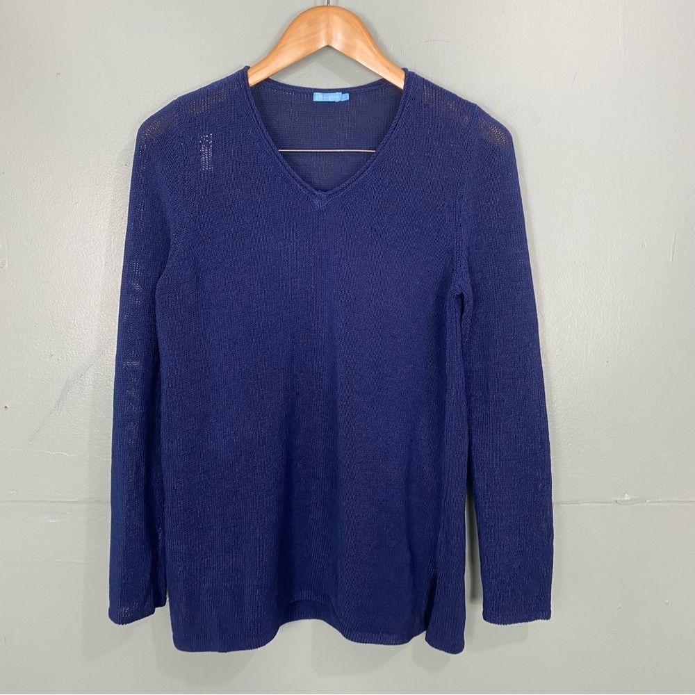 J McLaughlin Callum Sweater Knit V Neck Blue Sz Medium